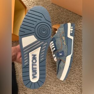 Louis Vuitton Blue and Tan Kids' Low-Top Sneakers